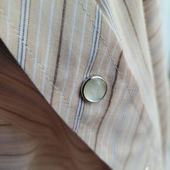 Rancher Westernwear Shirt 4XL Tall Man Snap Brown Stripe Short Sleeve Vintage - Picture 13 of 16